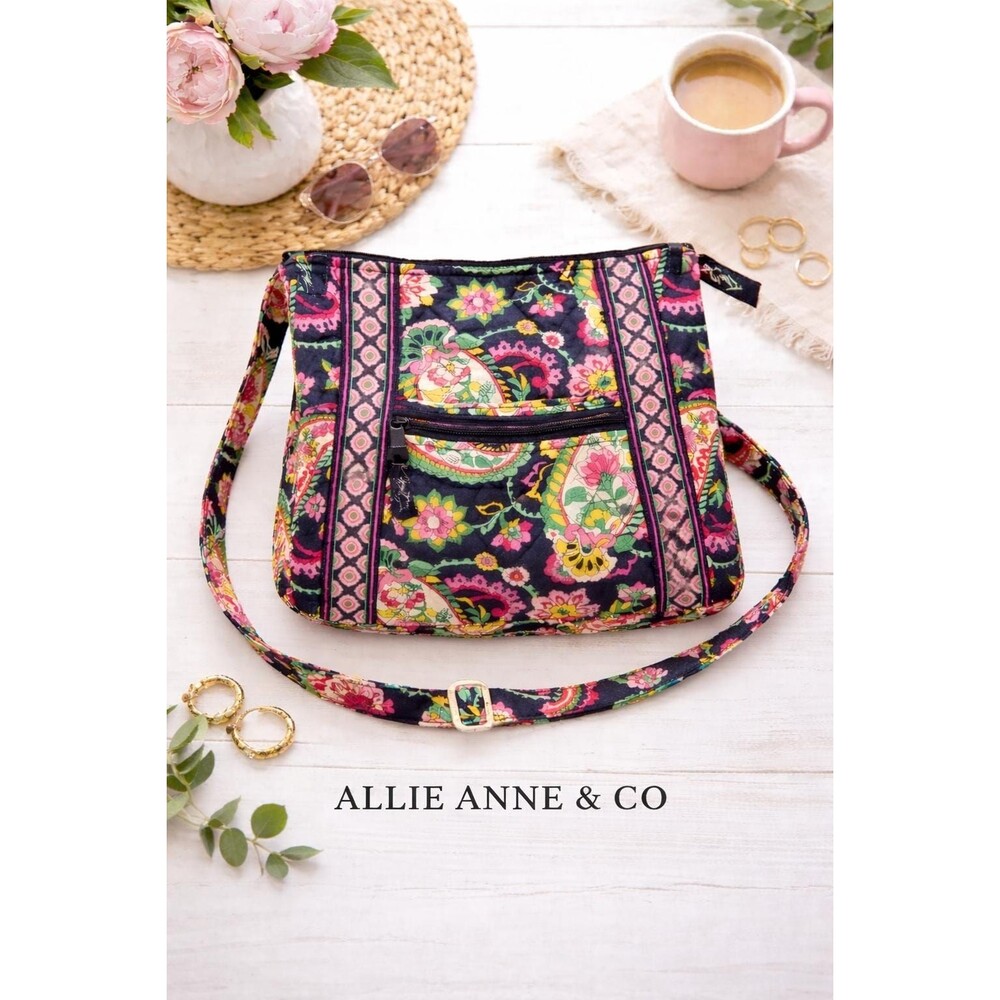 Vera Bradley Nomadic Floral Quilted Crossbody Bag: Navy Pink Green Paisley Purse